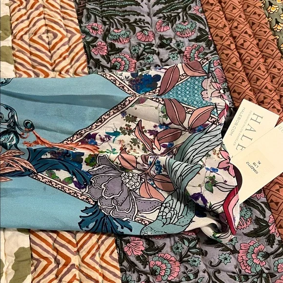 Hale Bob Blue and Pink Floral Beaded Silk Blouse, NWT, XL - Picture 8 of 11